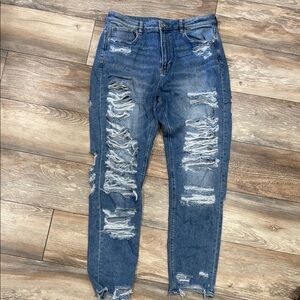Distressed Blue Denim Jeans